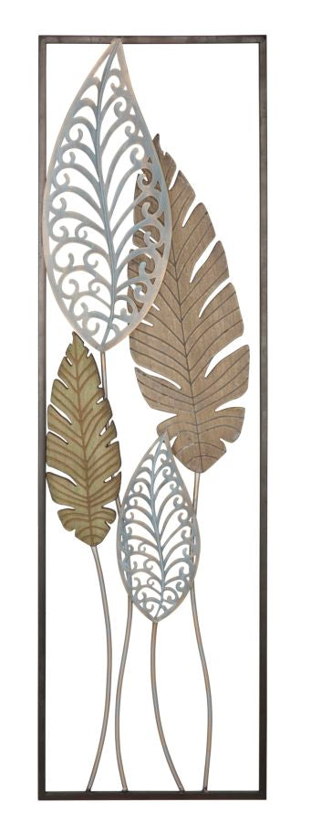Botanica Leaf Metall Holz Wandobjekt Modern Glam 99 cm