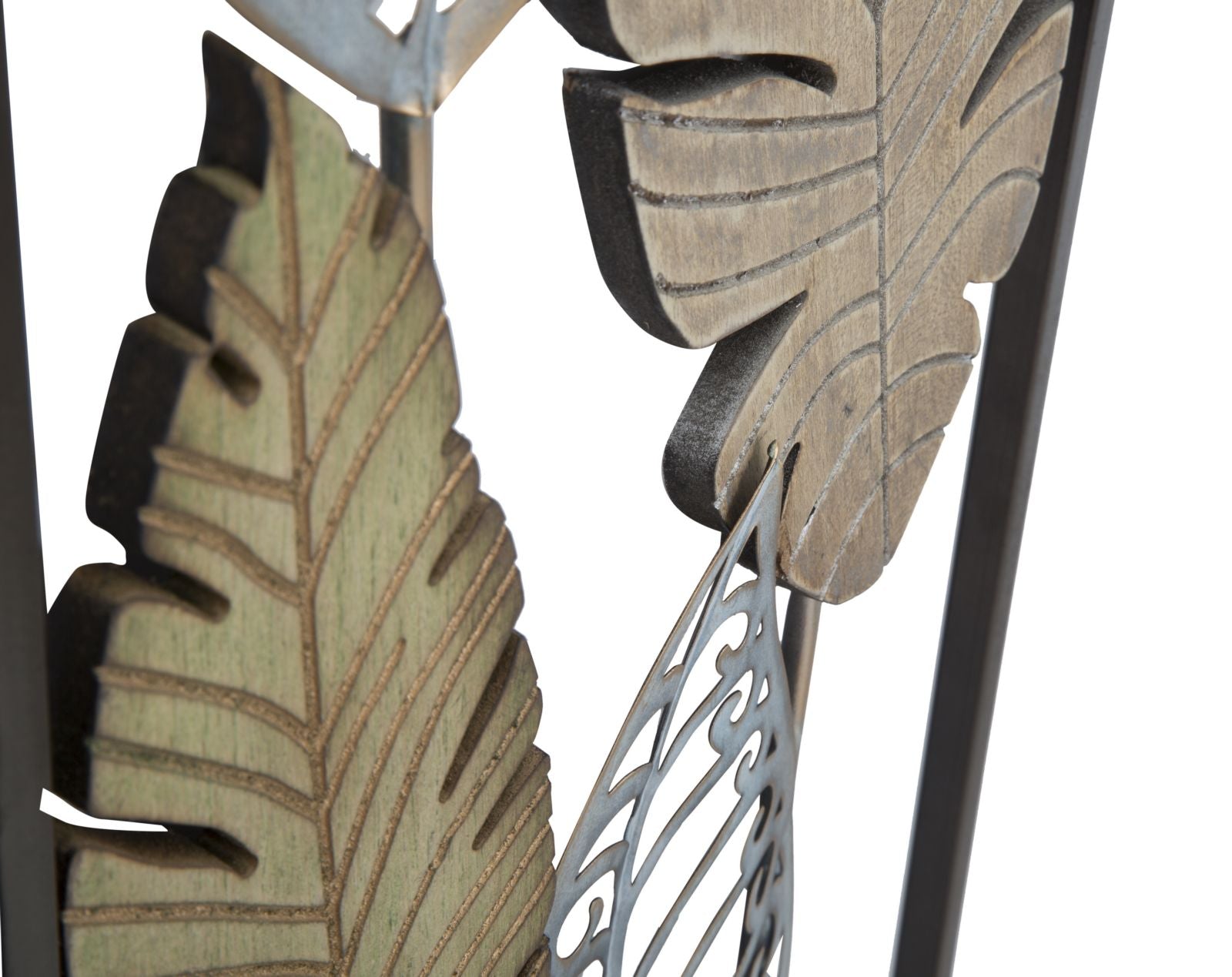 Botanica Leaf Metall Holz Wandobjekt Modern Glam 99 cm