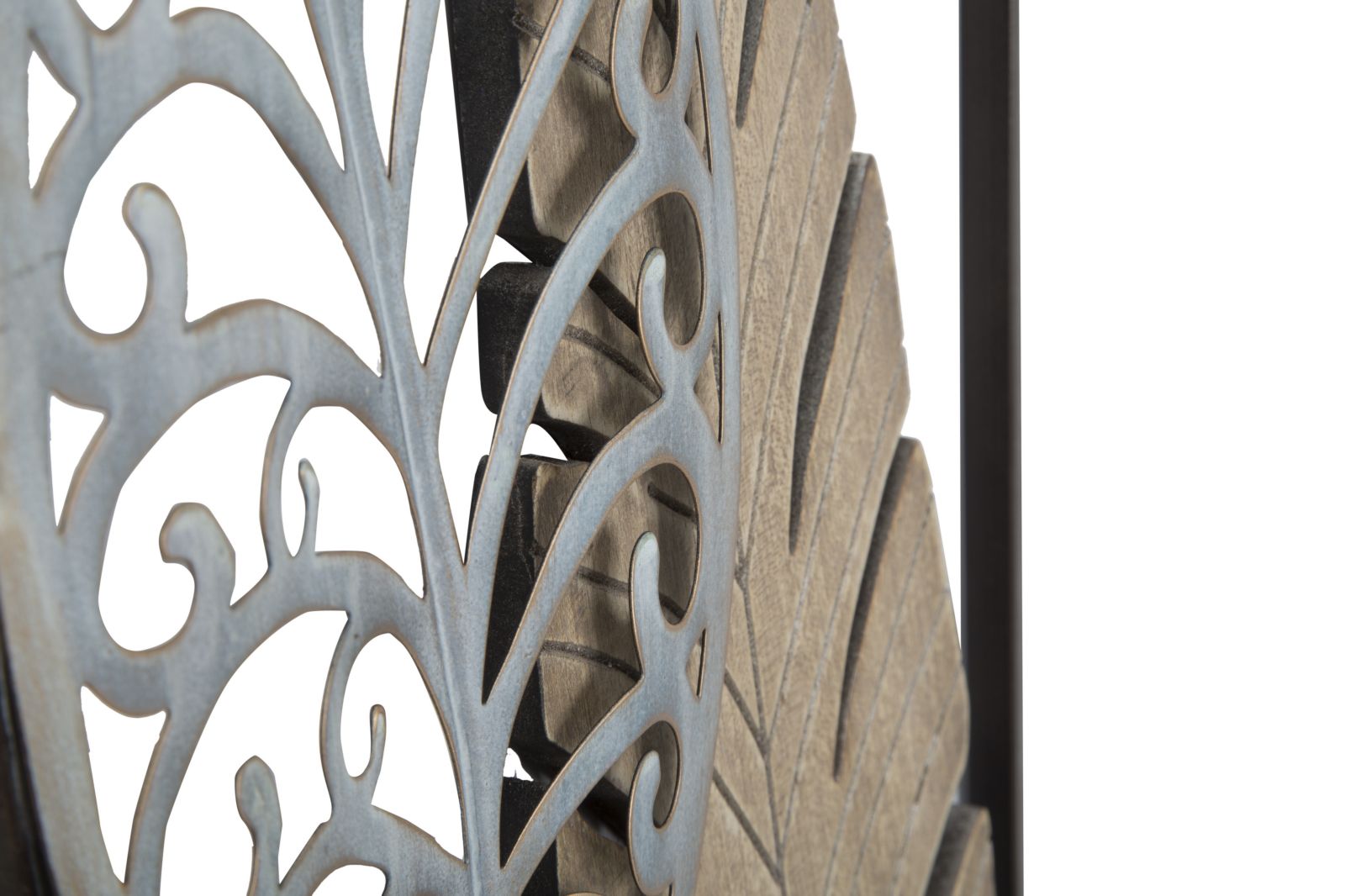 Botanica Leaf Metall Holz Wandobjekt Modern Glam 99 cm