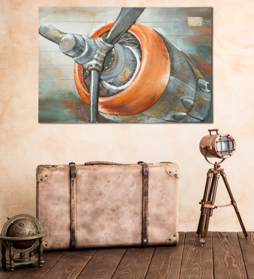 Wandbild Aviator 120x80cm Gemälde Auf Leinwand Vintage Look Flugzeug