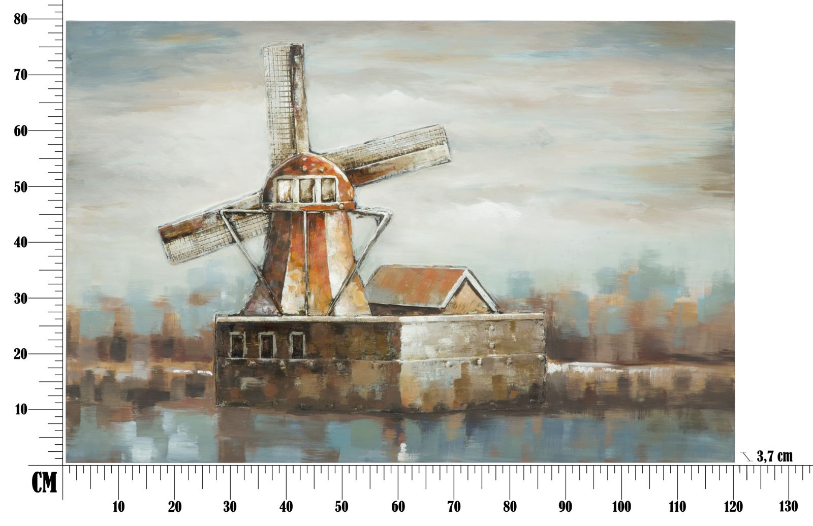 Wandbild Windmühle Industrial 3D Effekt auf Leinwand