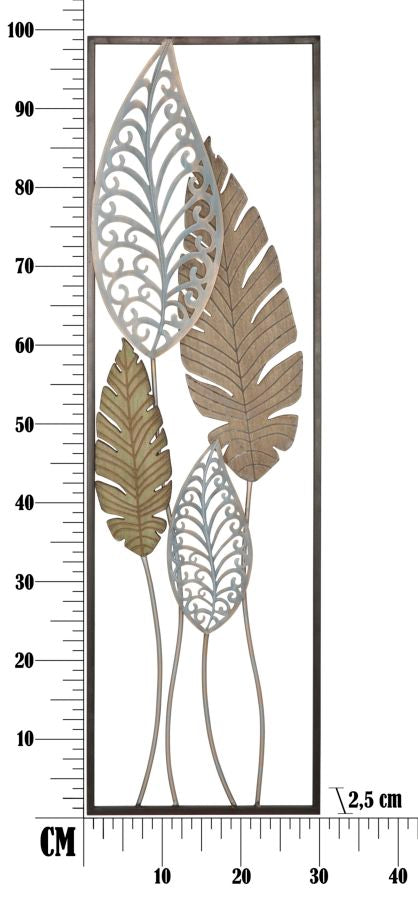 Botanica Leaf Metall Holz Wandobjekt Modern Glam 99 cm