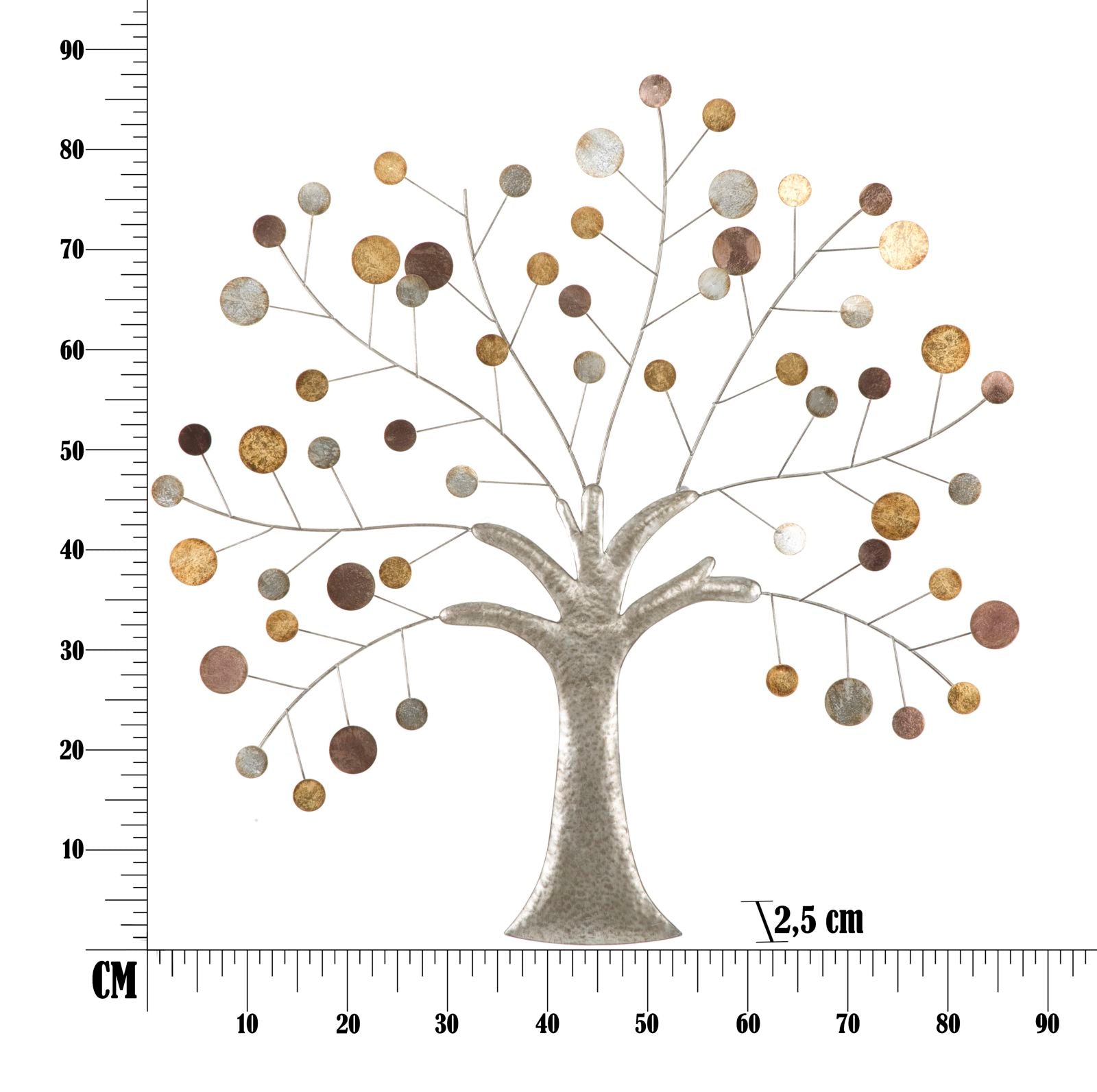 Wanddeko Tree Metall 3D Baumdesign modernes Wandobjekt 88cm