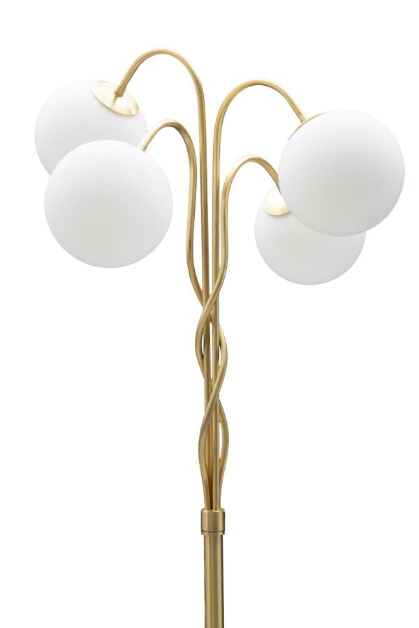 Glamy Stehlampe 4-flammig 176 cm – Elegante Designleuchte in Gold mit Glaskugeln