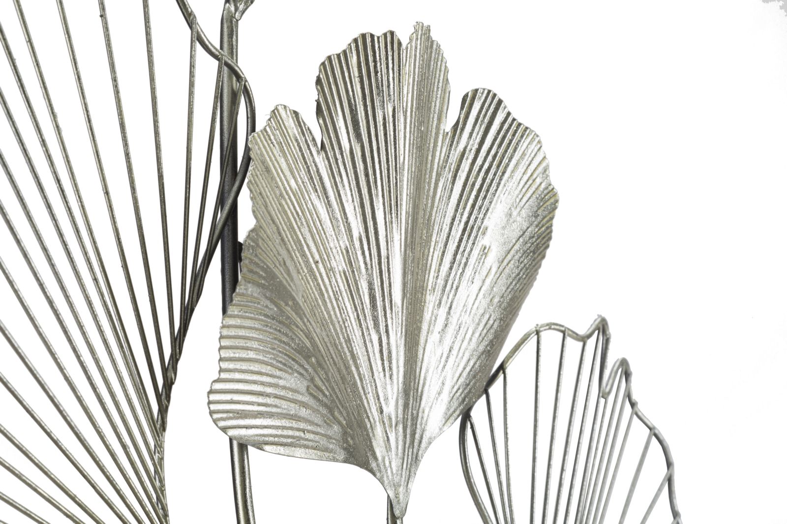 Ginkgo Silver Metall Wandobjekt Modern Glam 86 cm Wanddeko