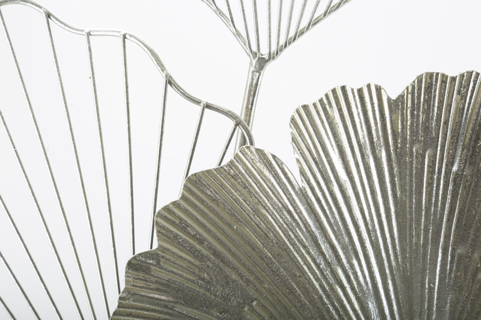 Ginkgo Silver Metall Wandobjekt Modern Glam 86 cm Wanddeko