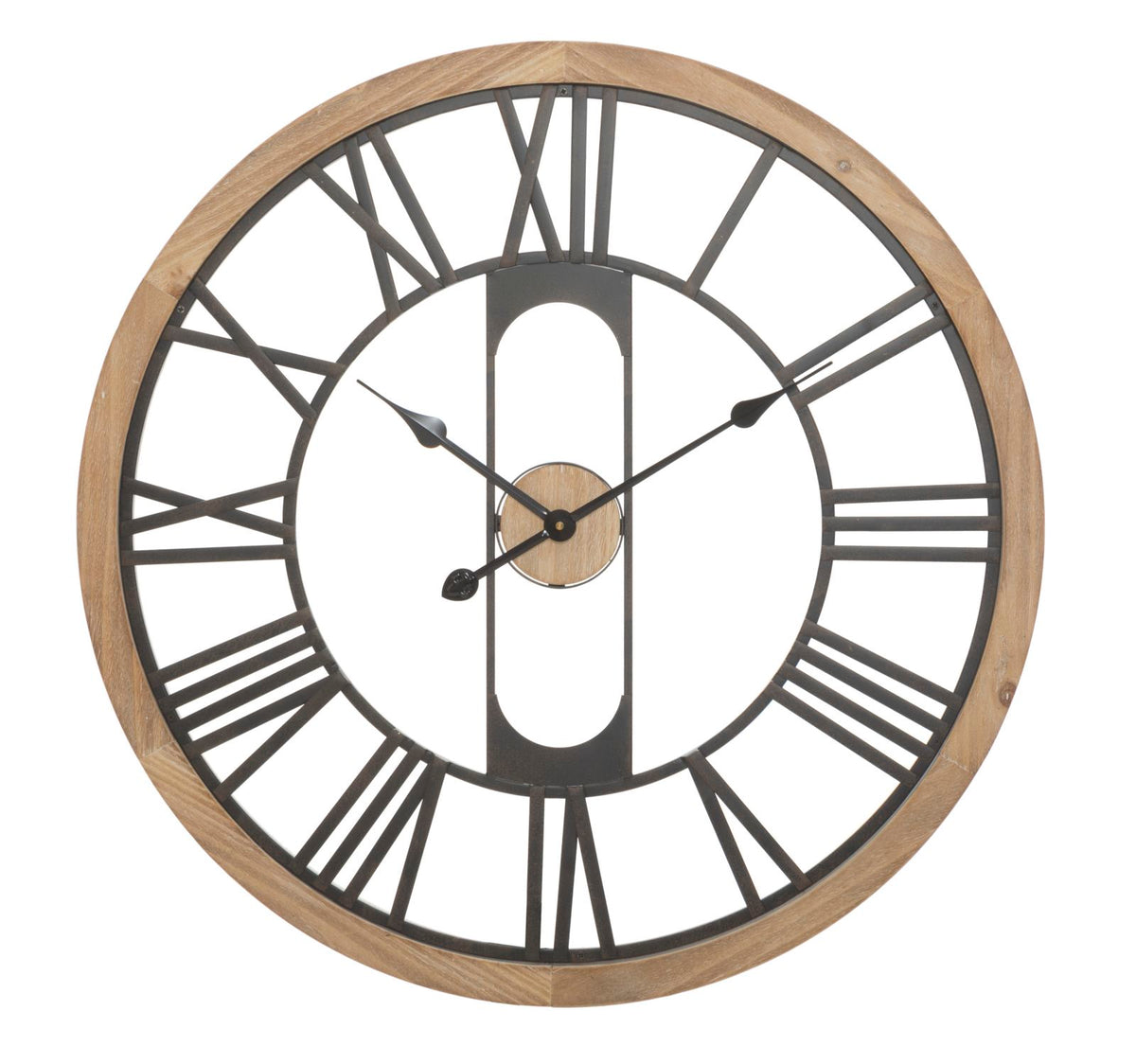 Ravenna Große Wanduhr Industrial Holzoptik Schwarz 70 cm