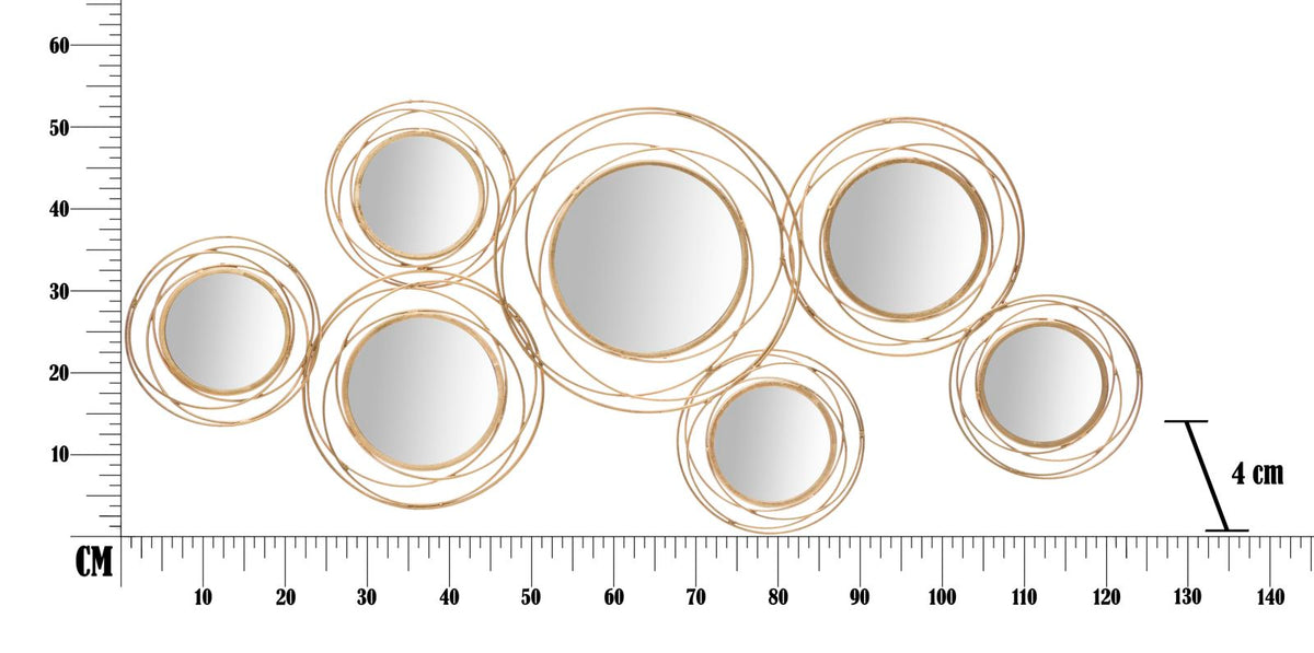 Lunaro Wandspiegel Gold mit Kreisdesign 124,5 cm