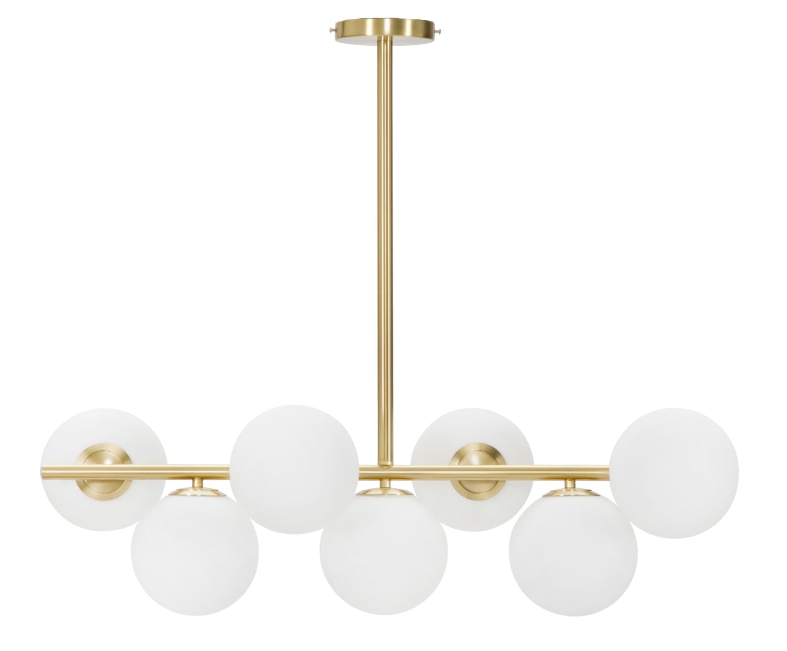 Glamy Deckenlampe 7-flammig 81x74 cm – Moderne Hängeleuchte in Gold mit Glas-Kugeln