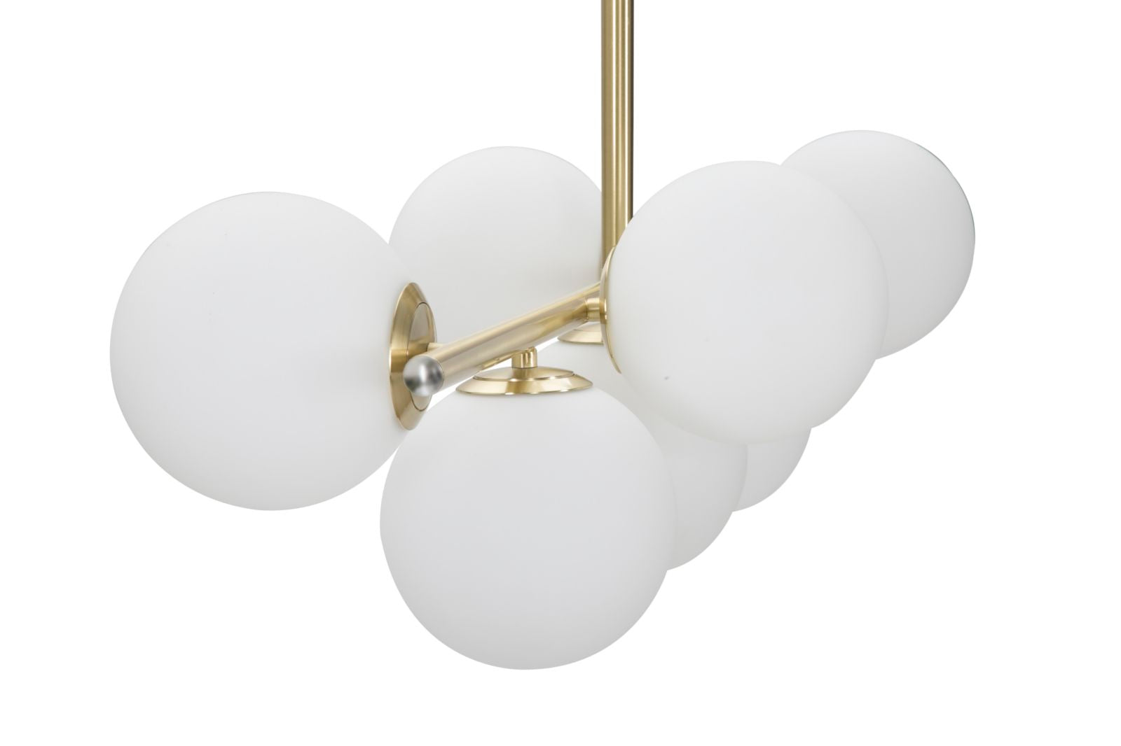 Glamy Deckenlampe 7-flammig 81x74 cm – Moderne Hängeleuchte in Gold mit Glas-Kugeln