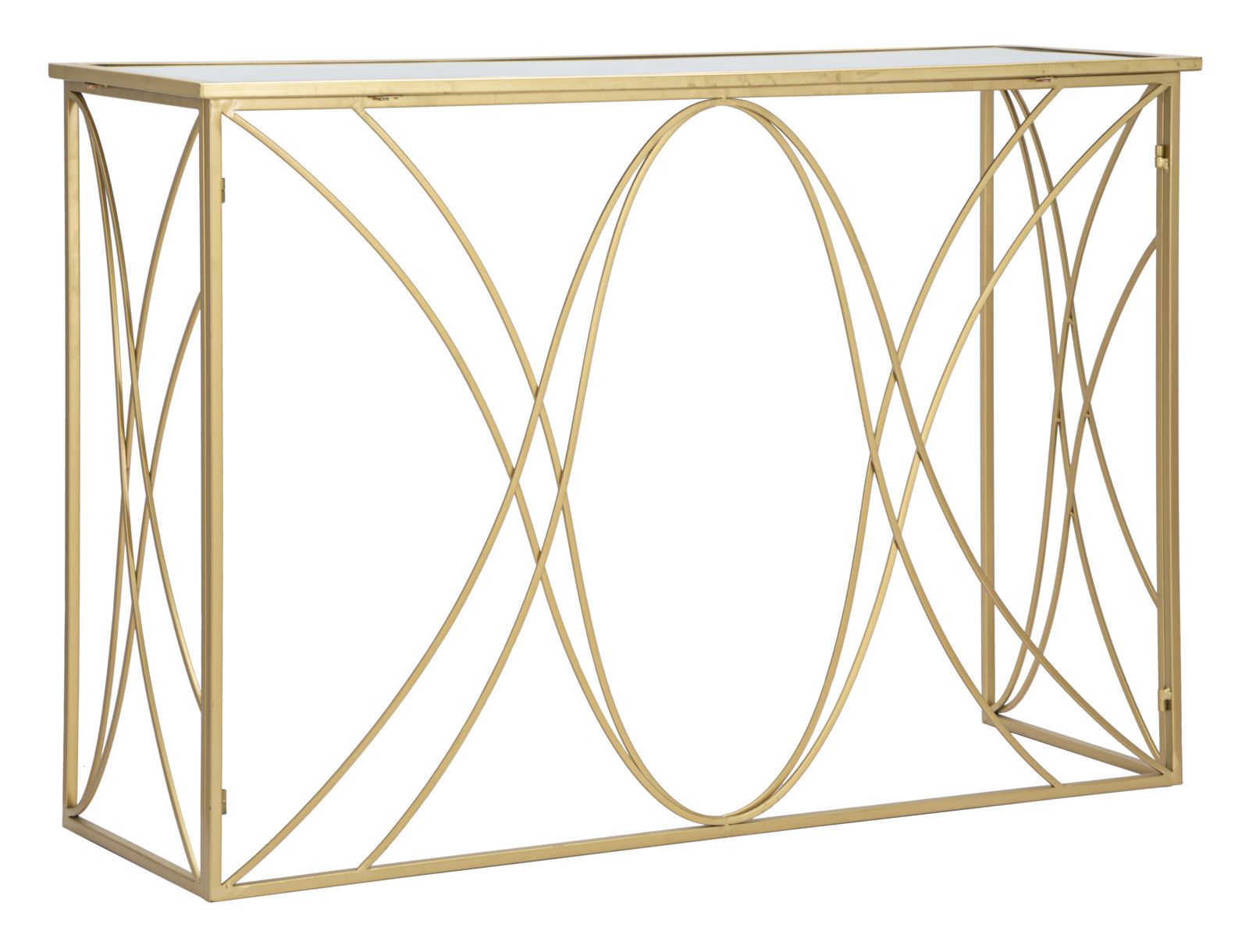 Konsole Arcus Gold Metalltisch mit Glasplatte