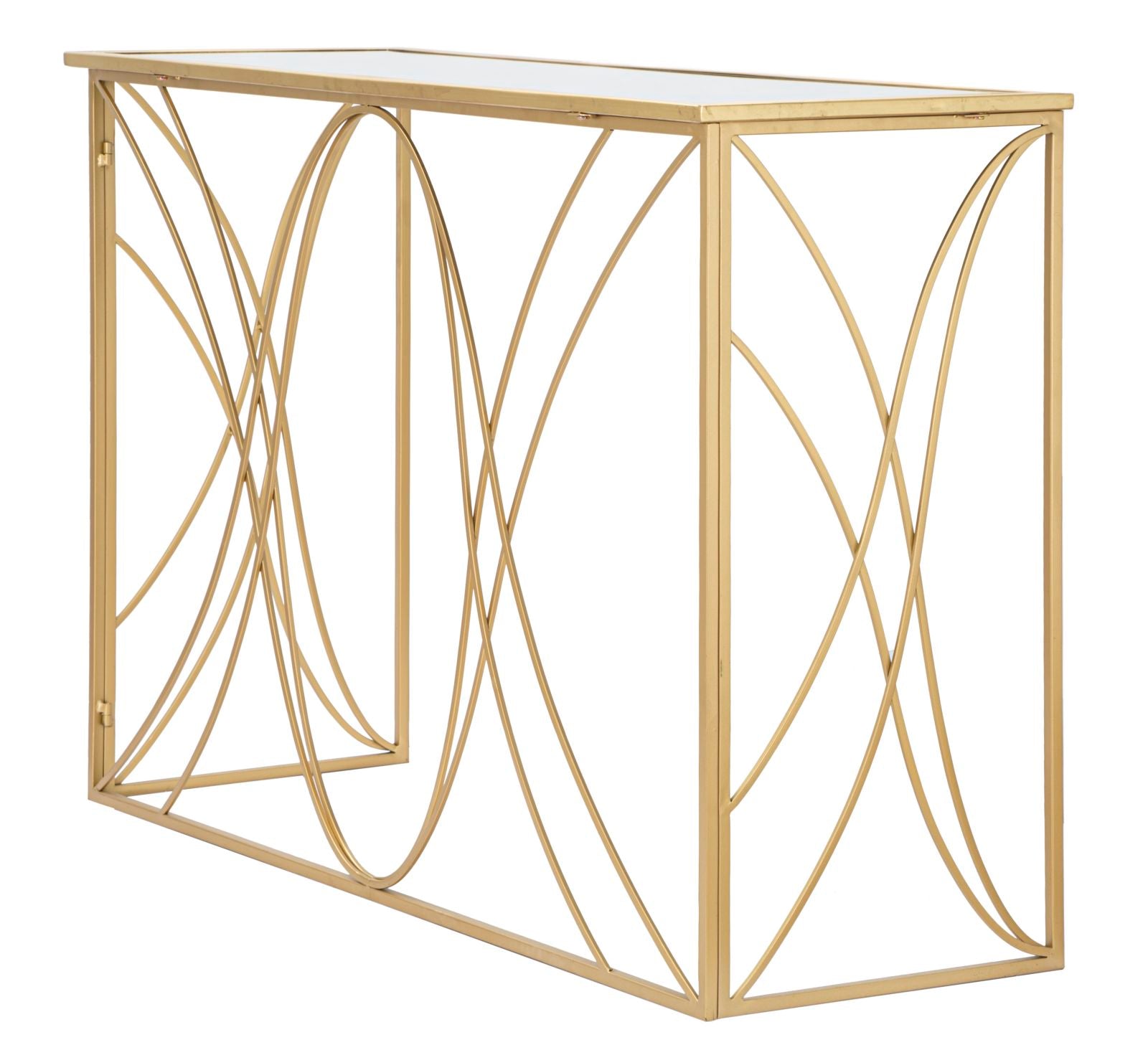 Konsole Arcus Gold Metalltisch mit Glasplatte