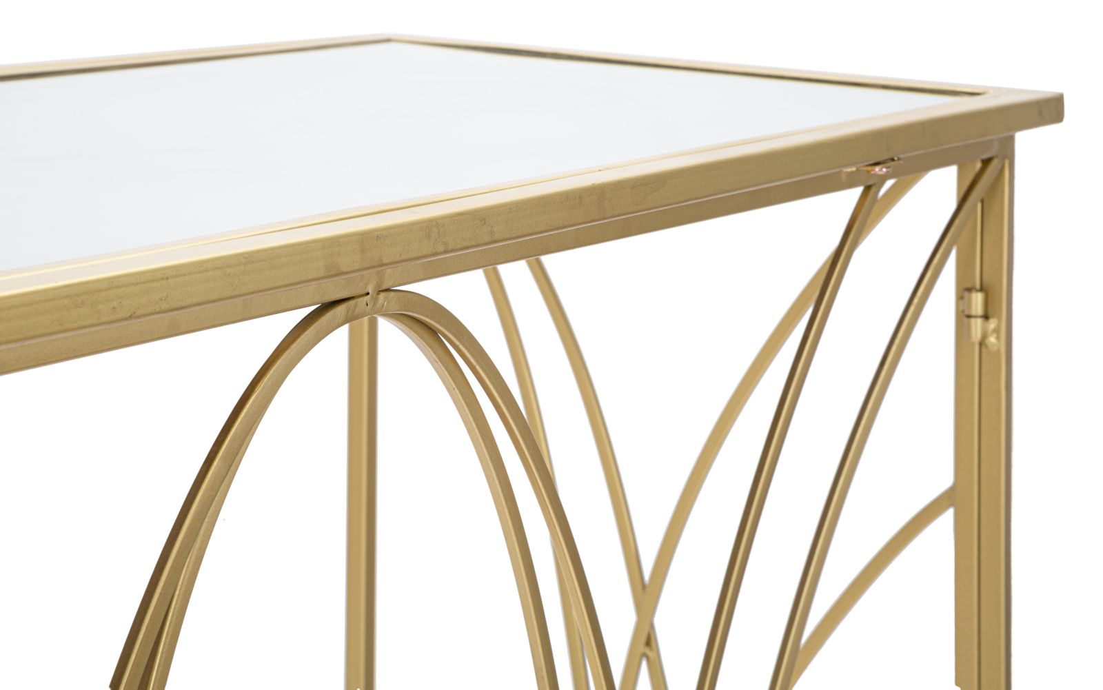 Konsole Arcus Gold Metalltisch mit Glasplatte