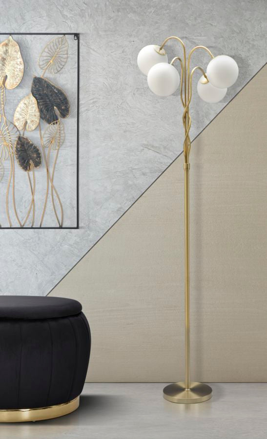 Glamy Stehlampe 4-flammig 176 cm – Elegante Designleuchte in Gold mit Glaskugeln