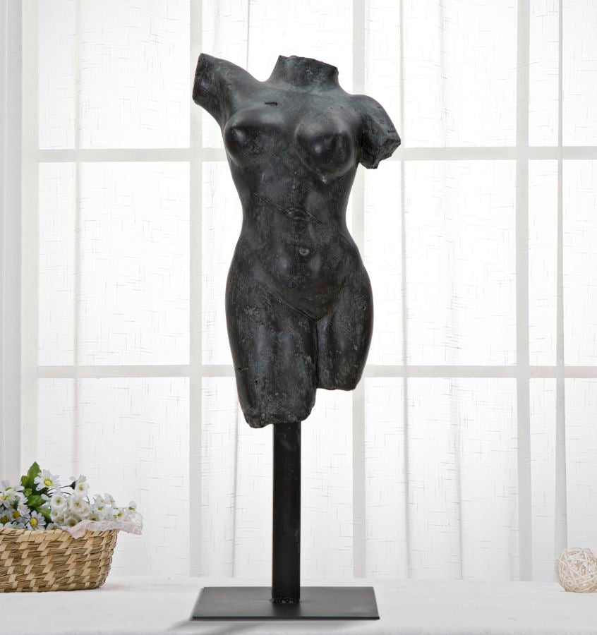 Skulptur Helena Antik Schwarz 50cm Resin Figur auf Sockel