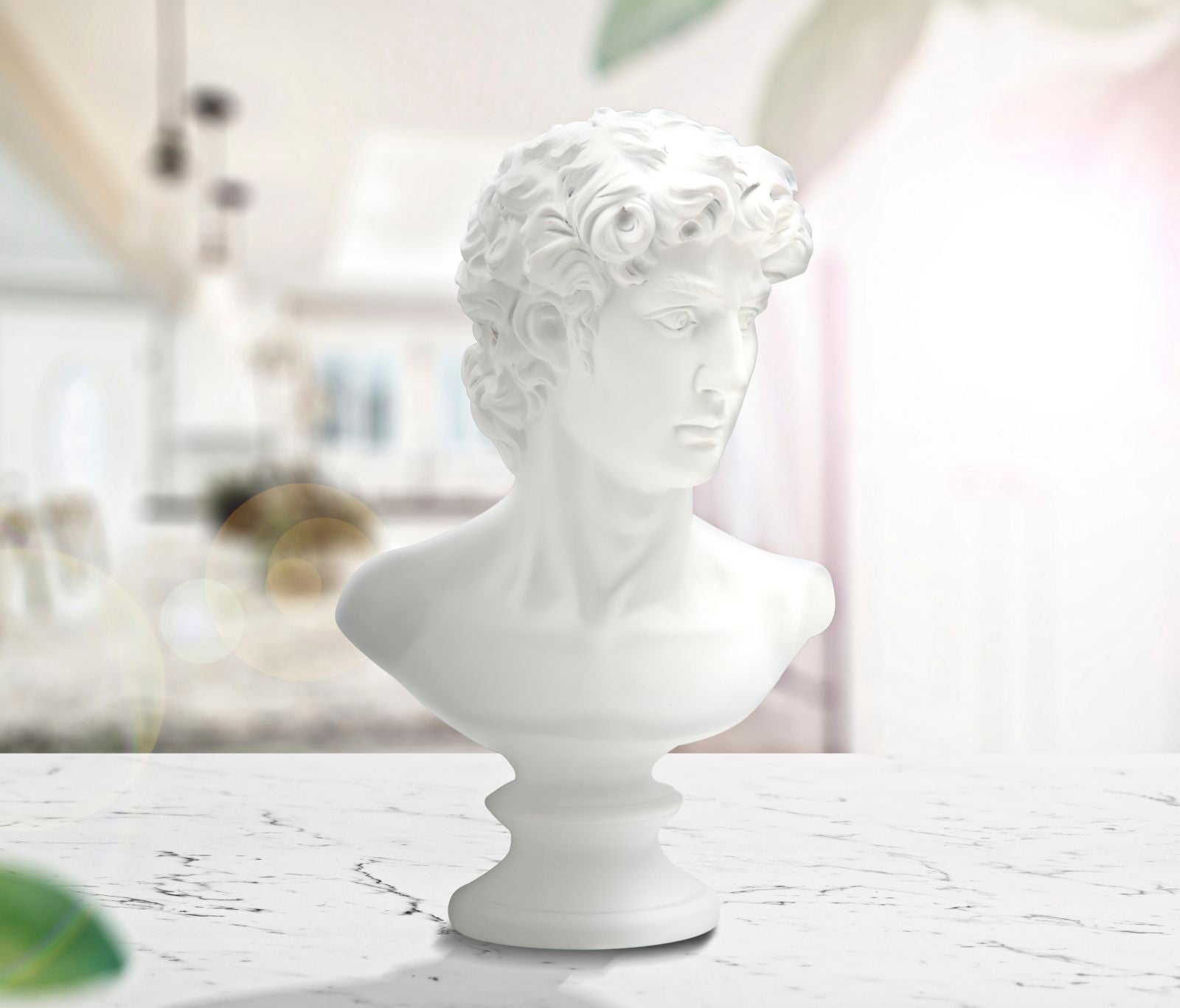 Büste David Weiß Skulptur 34cm Klassisch Resin Dekofigur