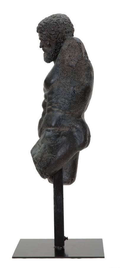 Skulptur Apollon Antik Schwarz 57cm Resin Figur auf Sockel