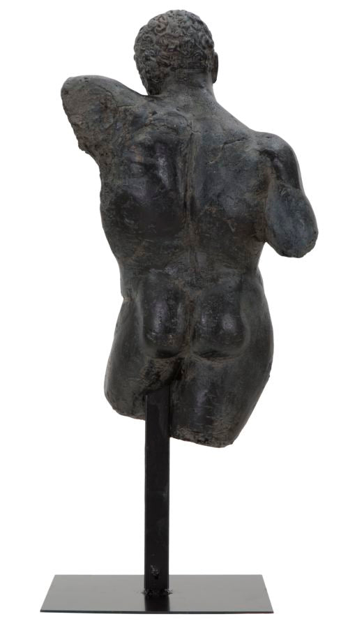 Skulptur Apollon Antik Schwarz 57cm Resin Figur auf Sockel