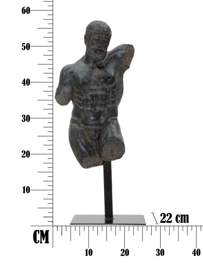 Skulptur Apollon Antik Schwarz 57cm Resin Figur auf Sockel