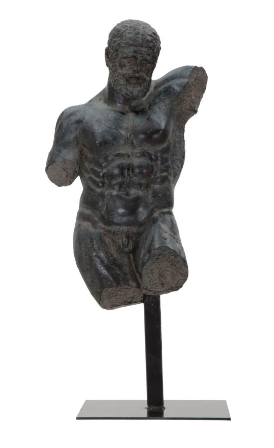 Skulptur Apollon Antik Schwarz 57cm Resin Figur auf Sockel