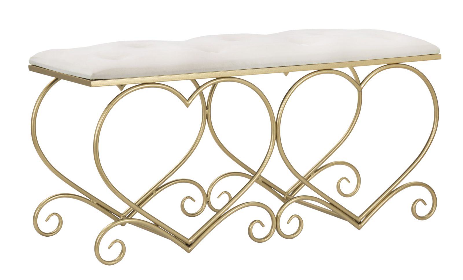 Sitzbank Heart Glam Gold Creme Polsterbank Elegant