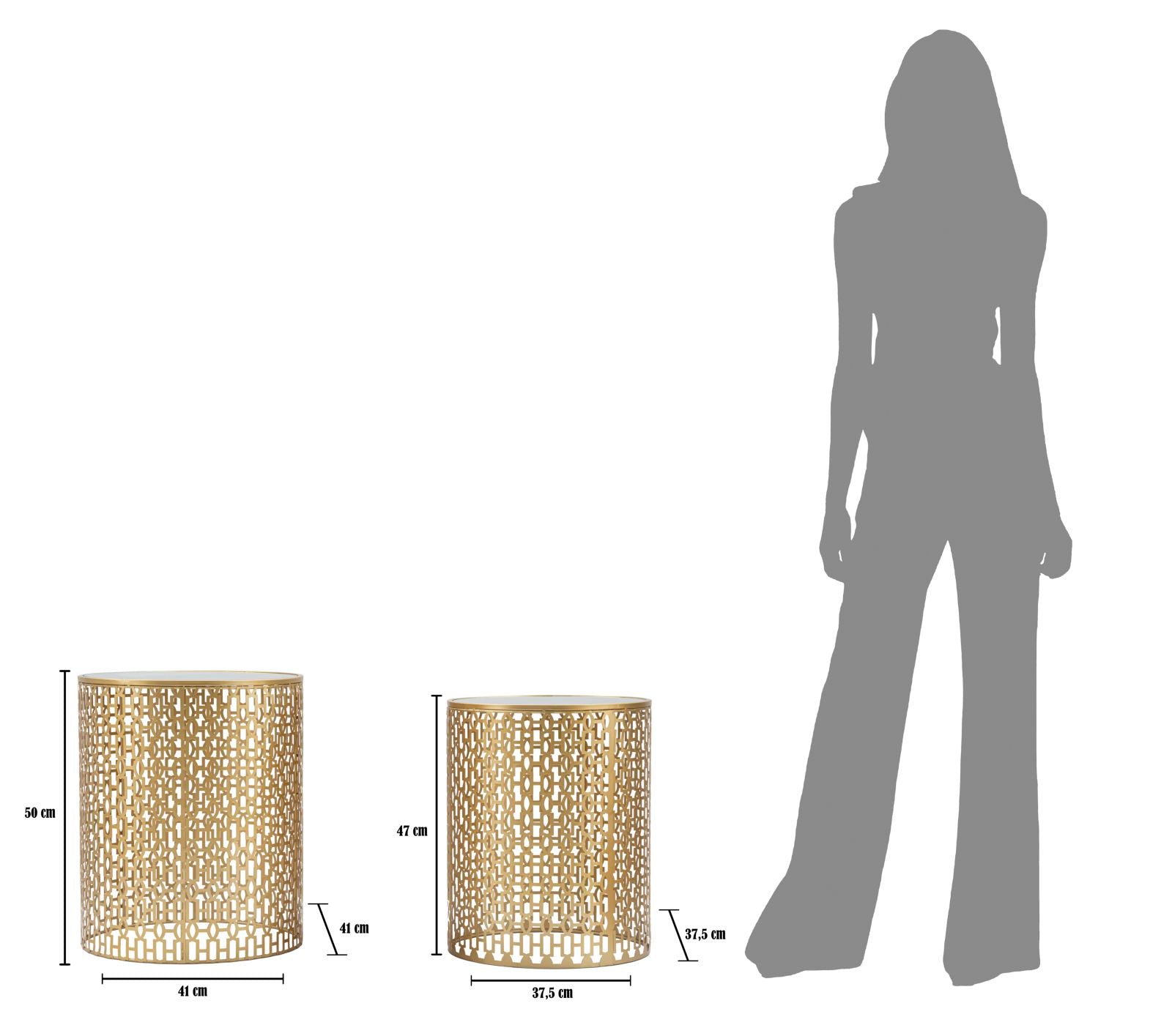 Beistelltisch Set Oblin Gold Rund 2-teilig Metall mit Spiegelplatte