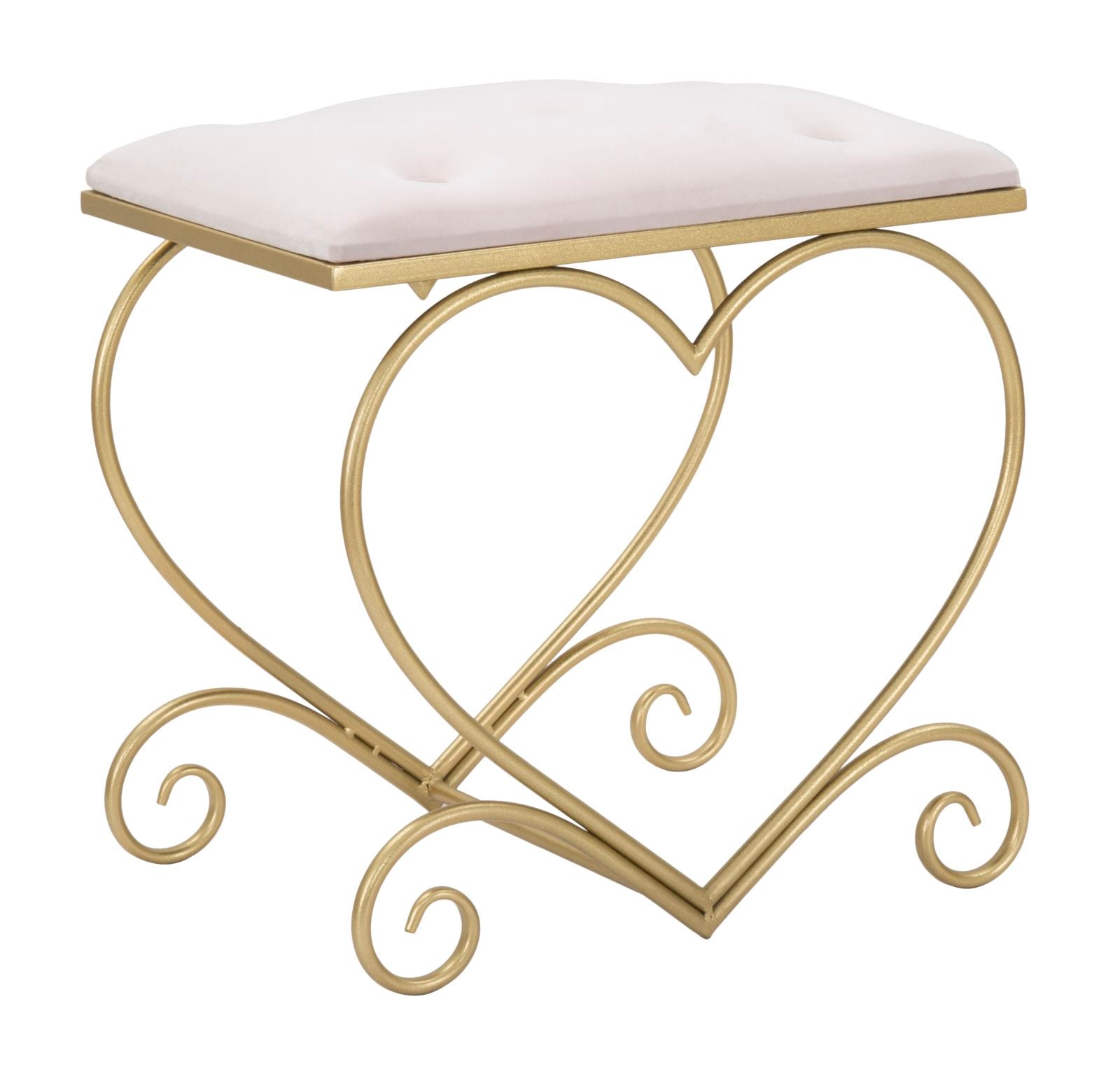 Sitzhocker Heart Glam Gold Rosa Samt Optik