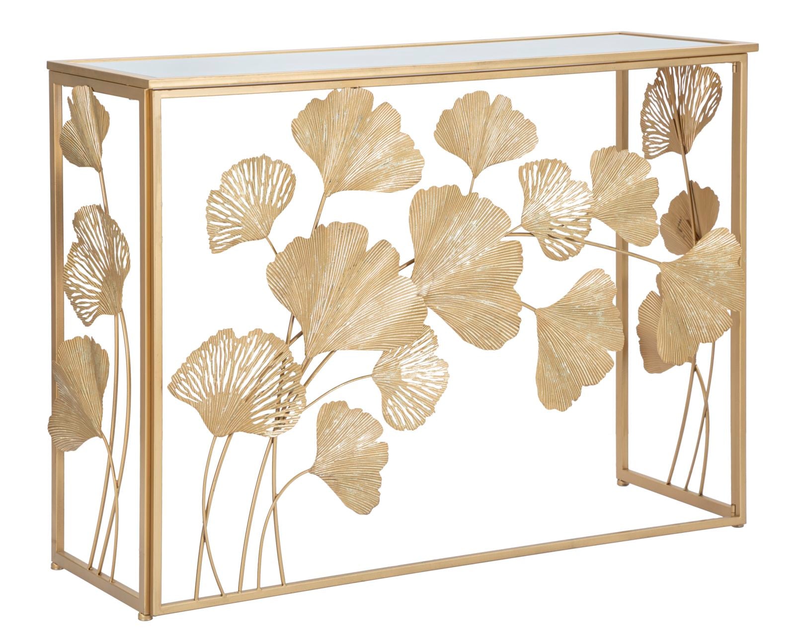 Konsole Aurelia Ginkgo Blattdesign Gold Metall Elegant