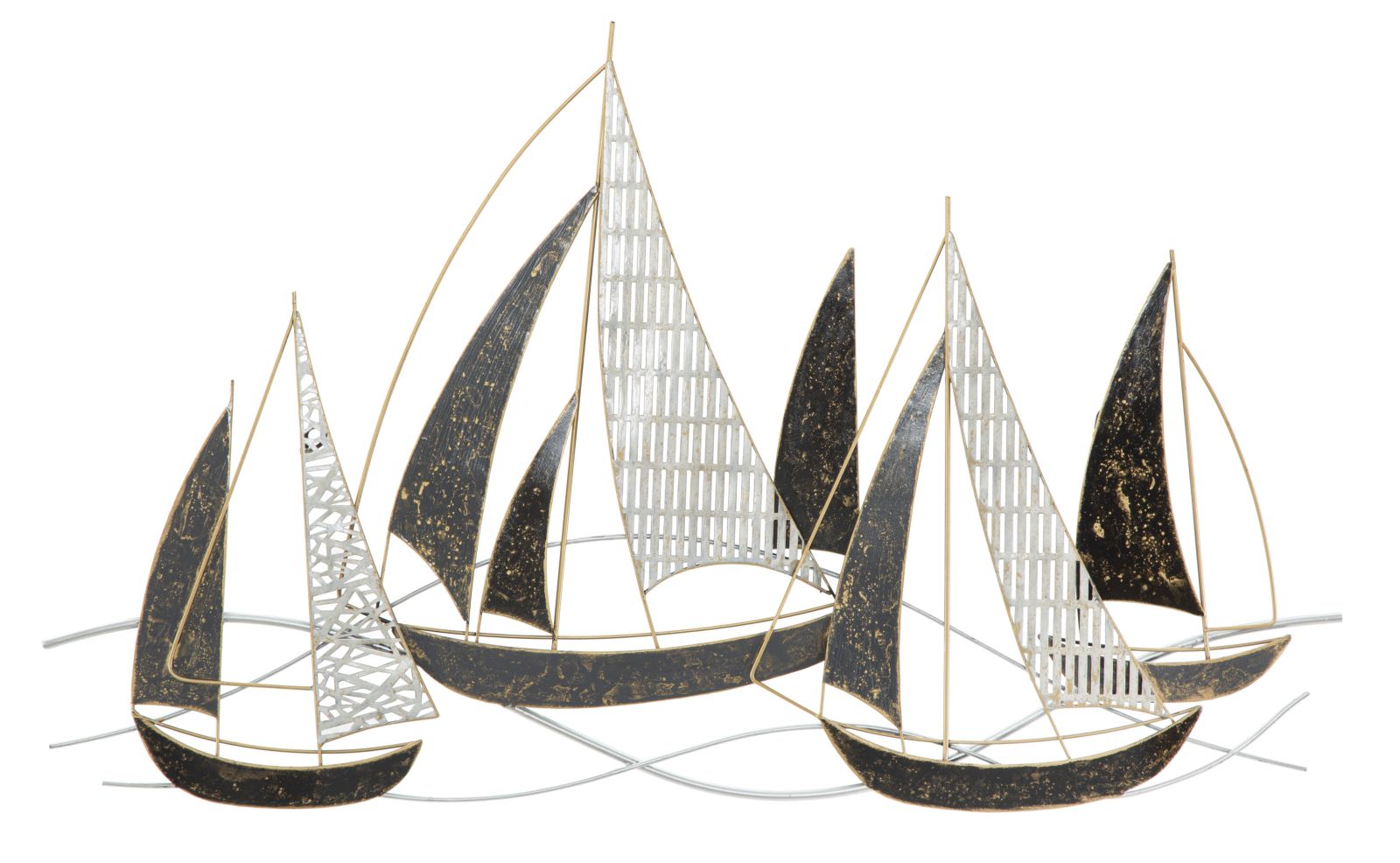 Wanddeko Segelboote Metall 3D Wandpanel maritimes Design 91cm