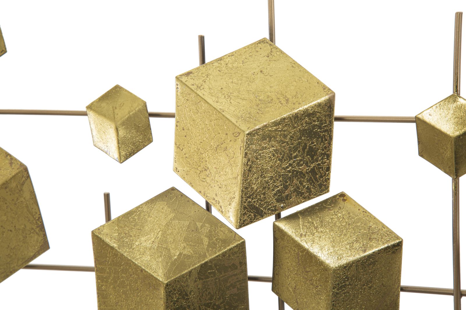 Golden Cube Metall Wandobjekt Abstrakt Modern Glam 90 cm