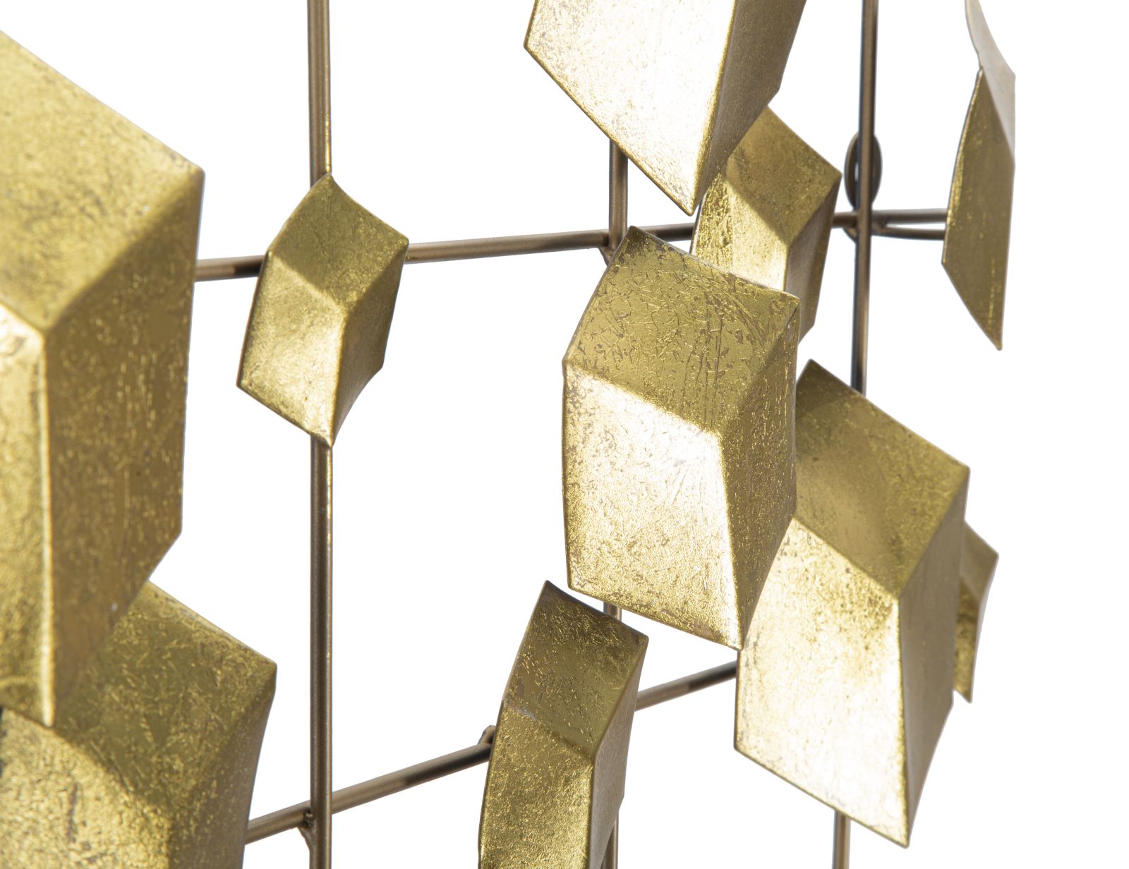 Golden Cube Metall Wandobjekt Abstrakt Modern Glam 90 cm