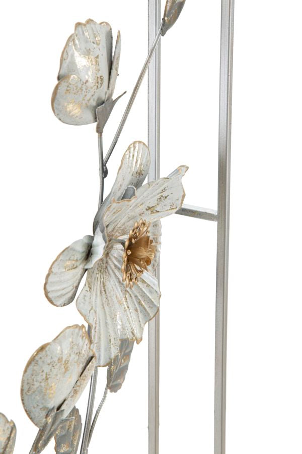 Wanddekoration Flix Blumenmotiv Weiß Gold 90,5 cm