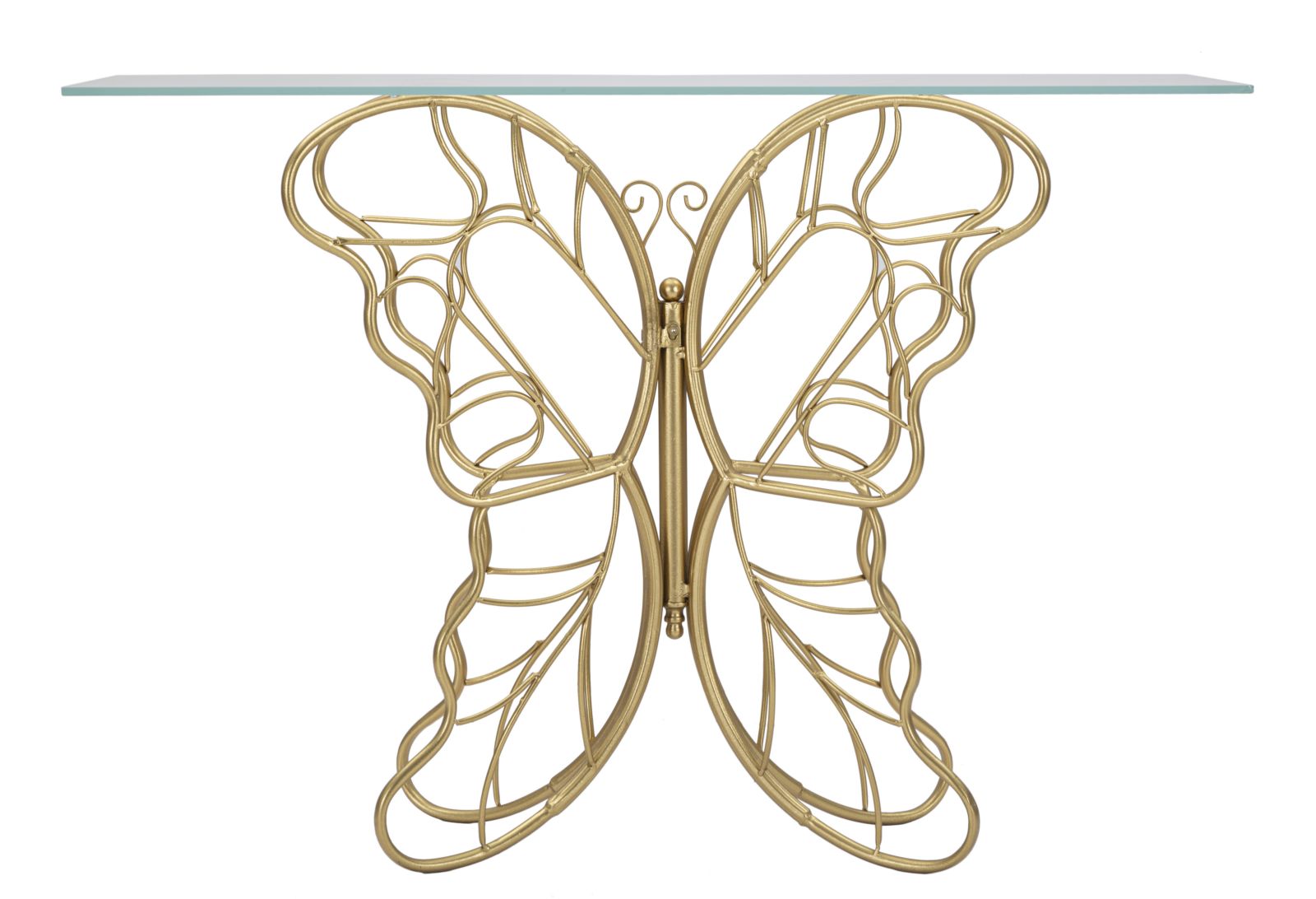 Konsole Butterfly Gold Metalltisch mit Glasplatte