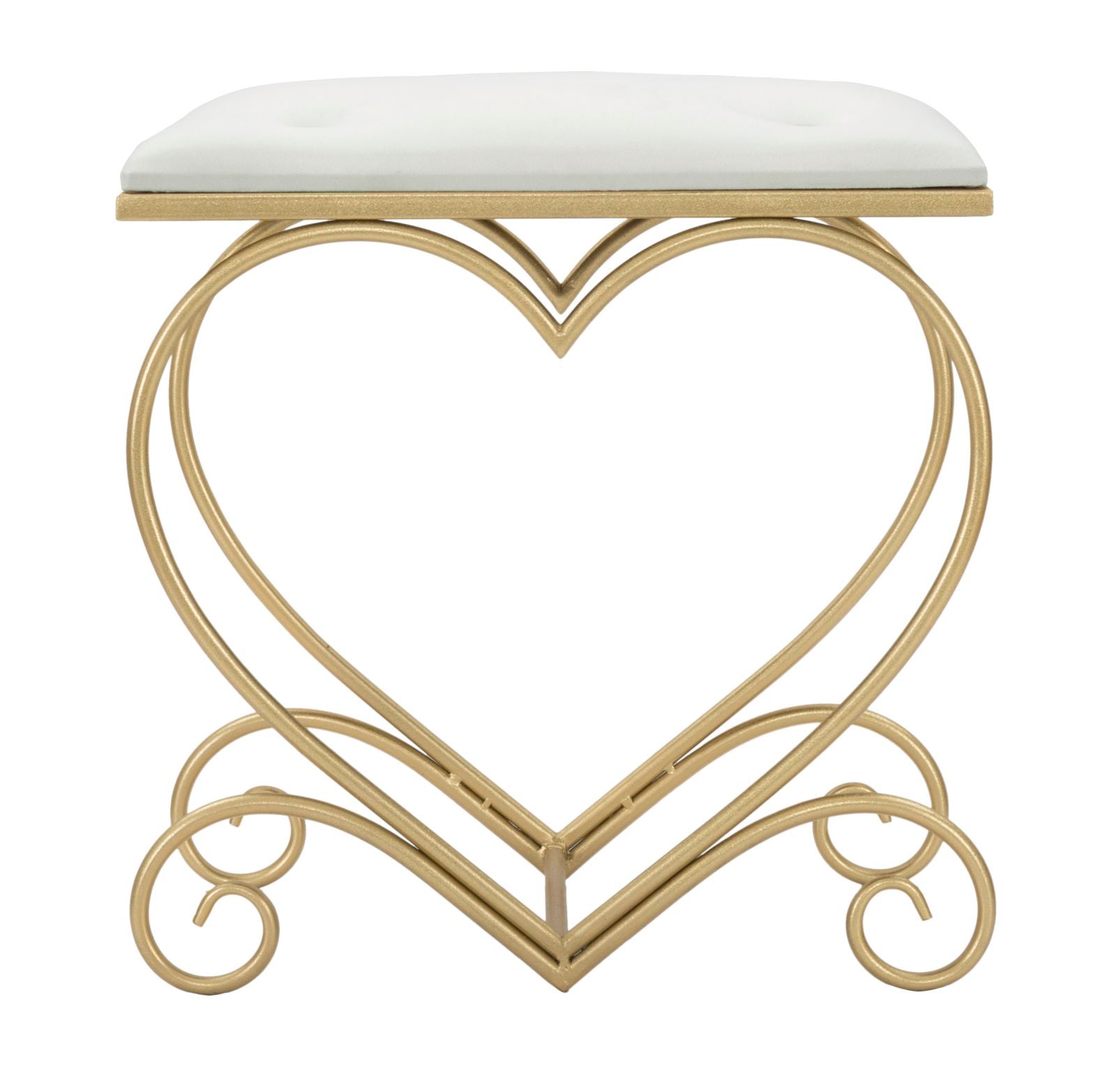 Sitzhocker Heart Glam Gold Creme Samt Optik