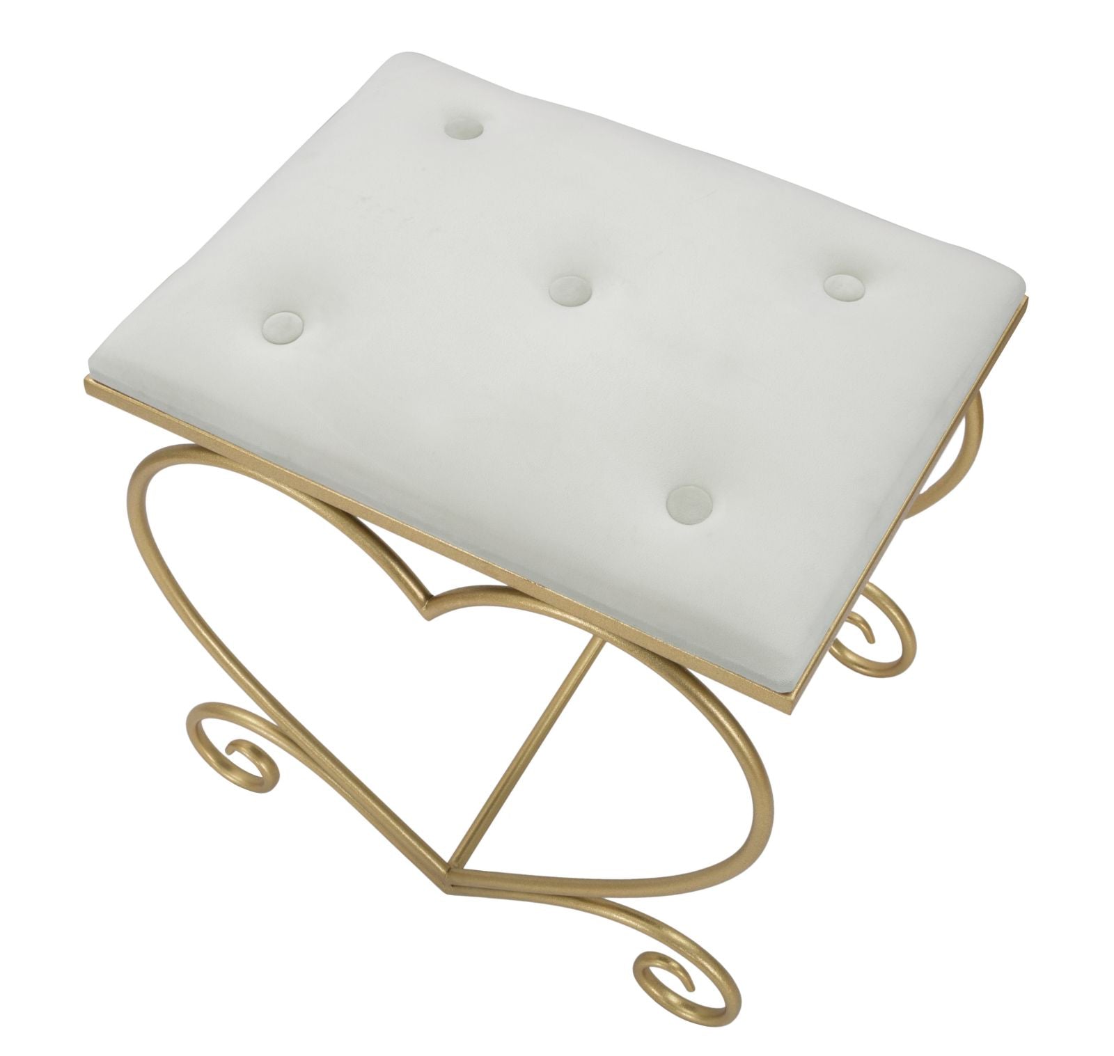 Sitzhocker Heart Glam Gold Creme Samt Optik