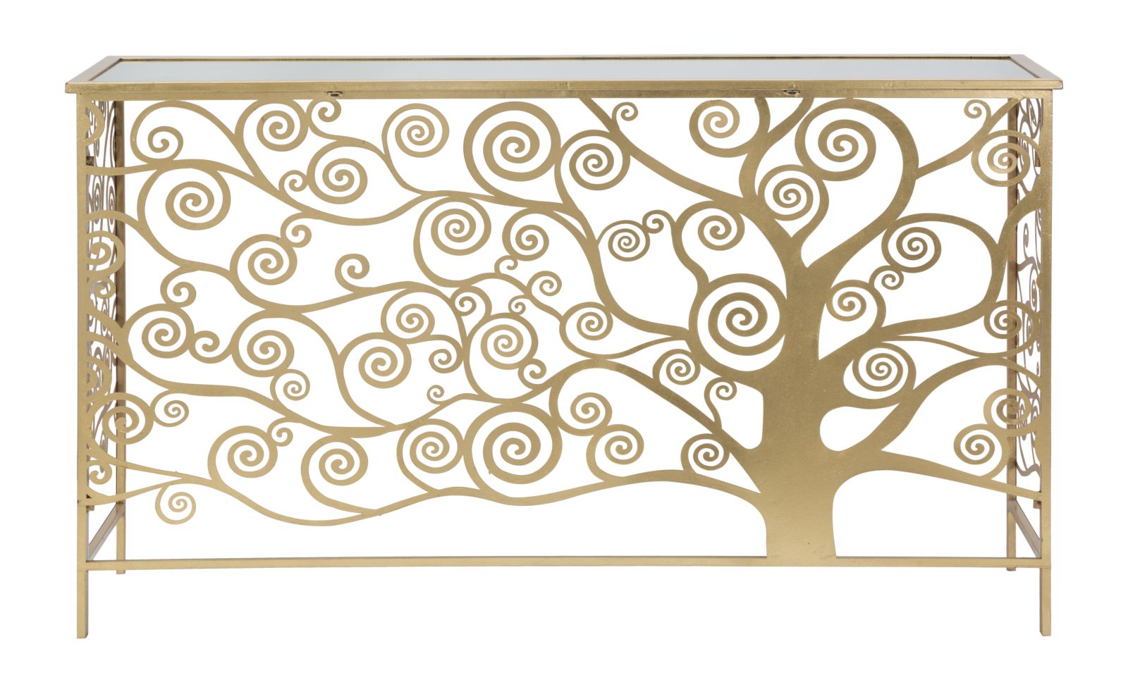 Konsole Vitanova Lebensbaum Design Gold Metall Glas