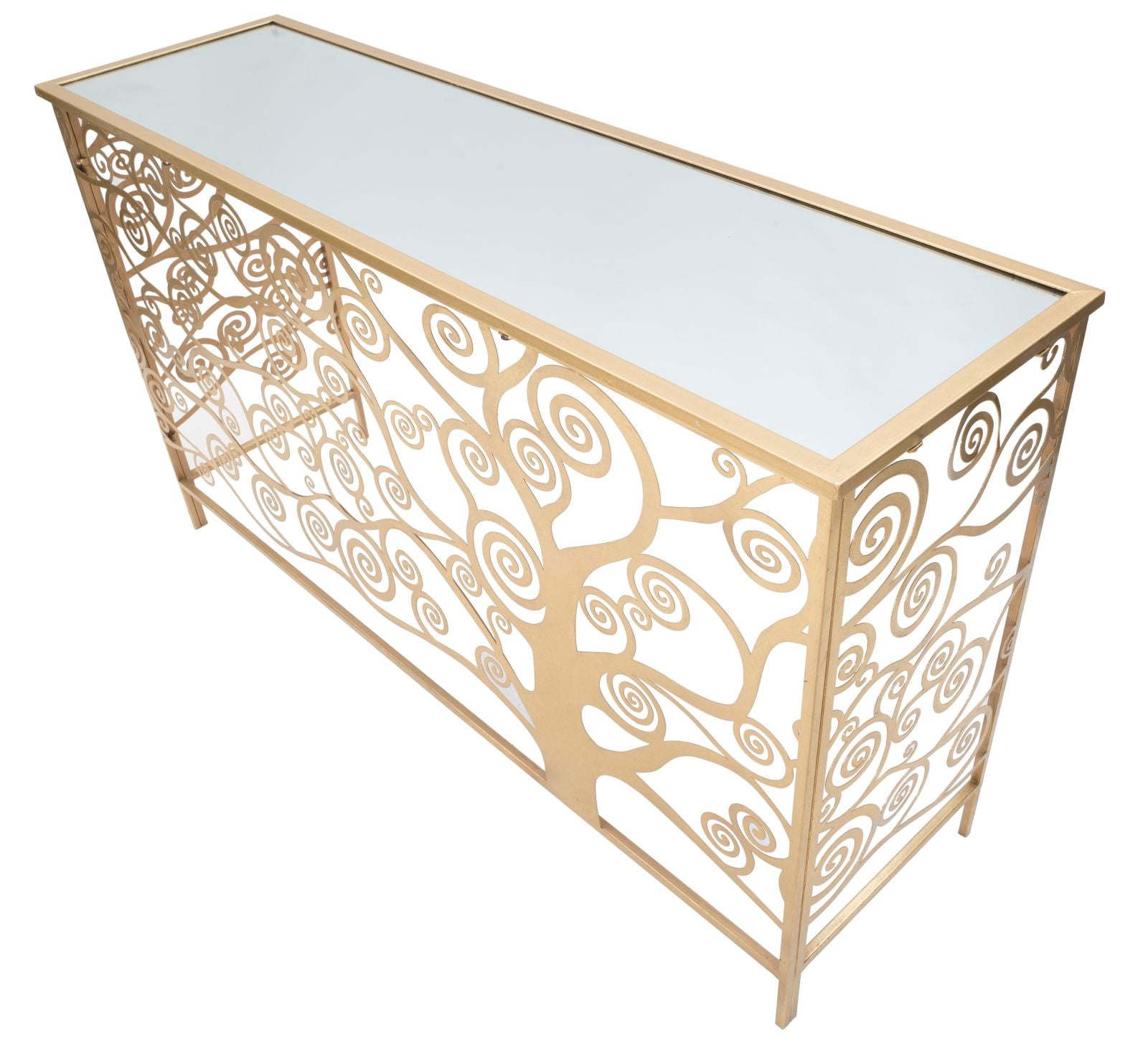 Konsole Vitanova Lebensbaum Design Gold Metall Glas