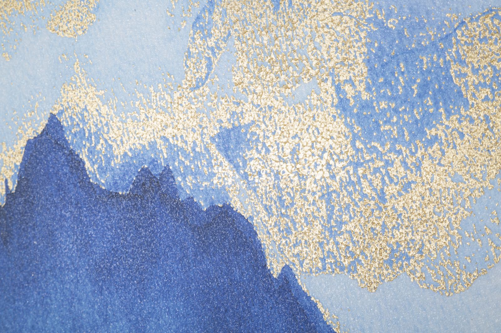 Wandbild Mountain Tree Leinwand Blau Gold 120cm