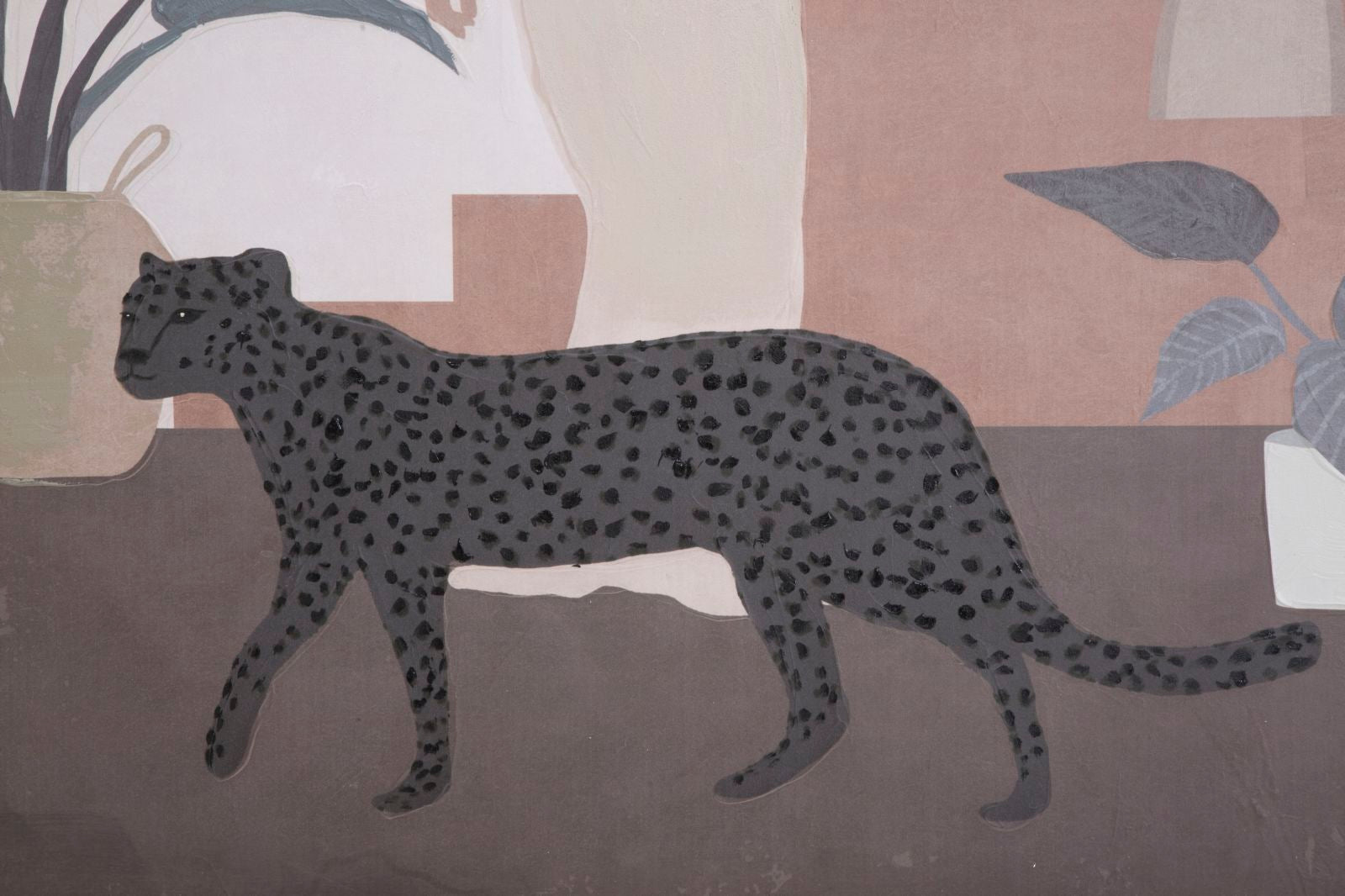 Wandbild Lady C mit Panther 80x100cm – Boho Leinwandkunst in Naturtönen