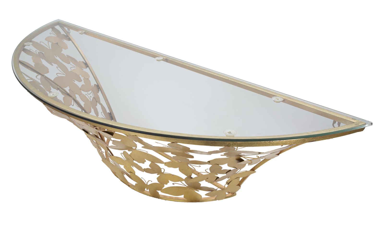 Wandkonsole Butterfly Gold Metall mit Glasplatte