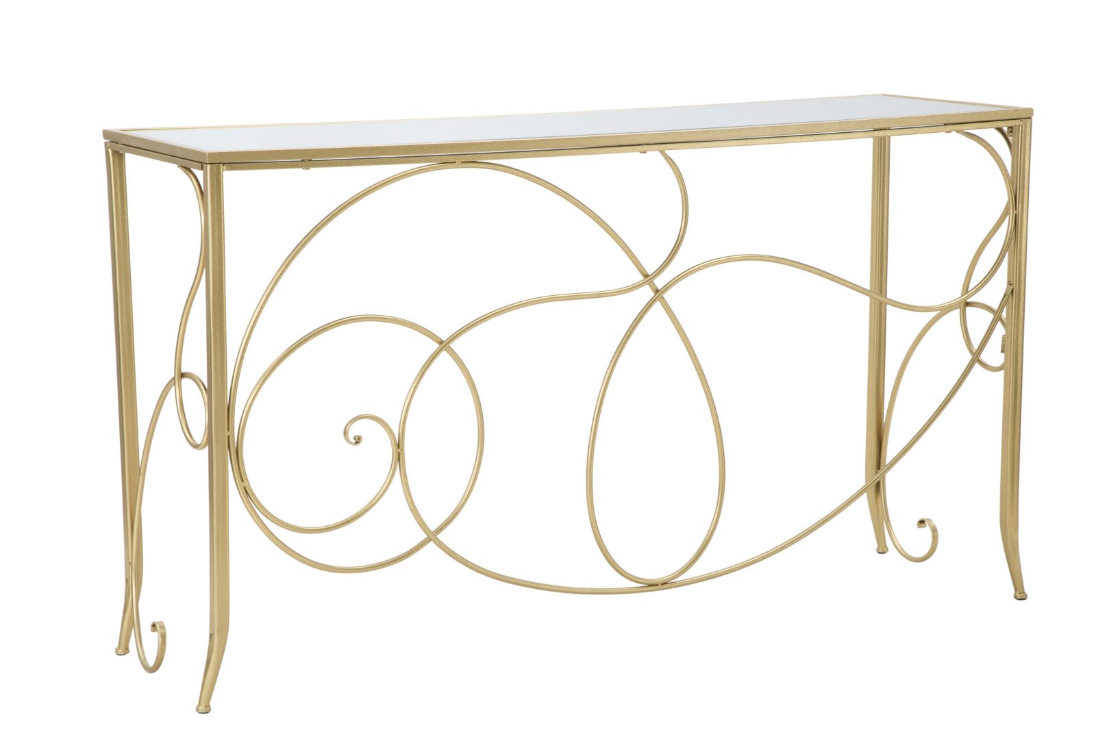 Konsole Ornella Gold Metalltisch mit Glasplatte