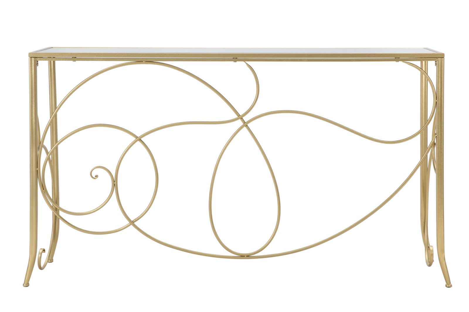 Konsole Ornella Gold Metalltisch mit Glasplatte