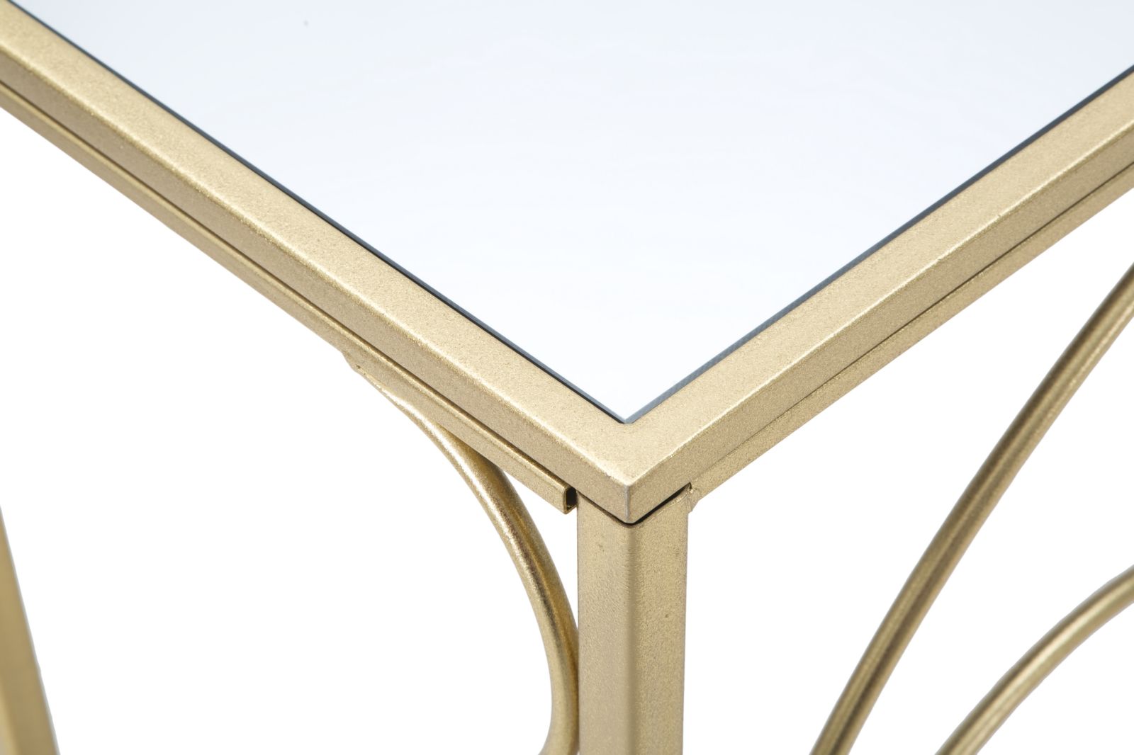Konsole Ornella Gold Metalltisch mit Glasplatte