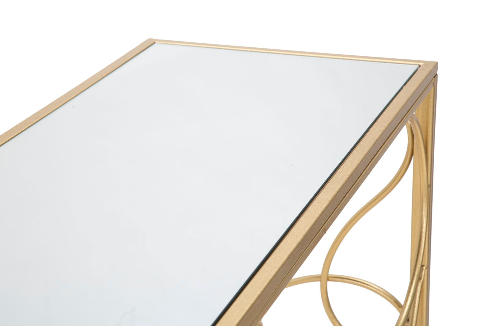 Konsole Ornella Gold Metalltisch mit Glasplatte