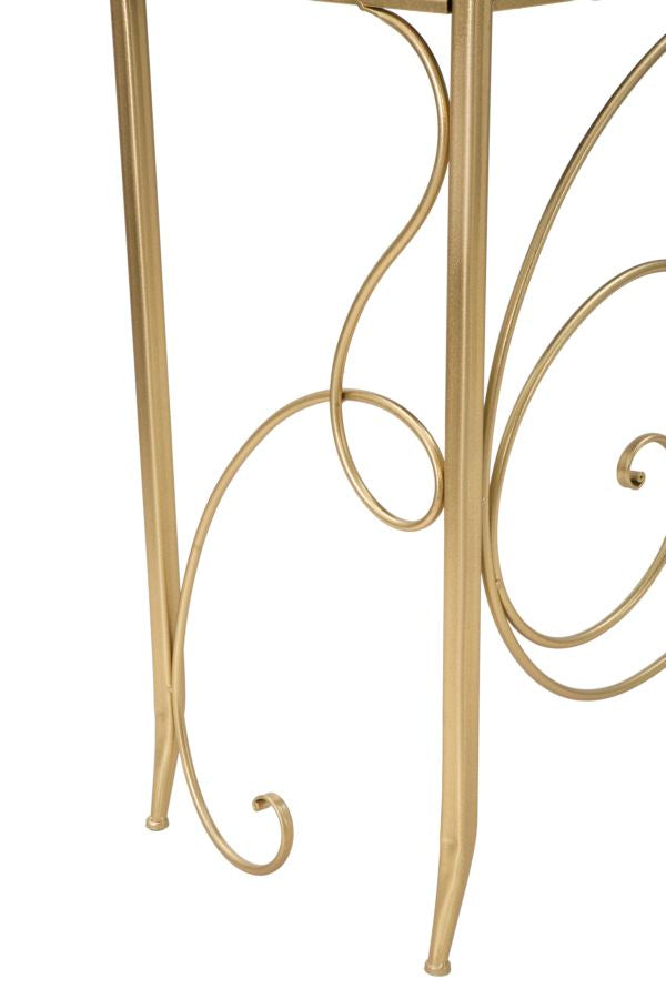 Konsole Ornella Gold Metalltisch mit Glasplatte