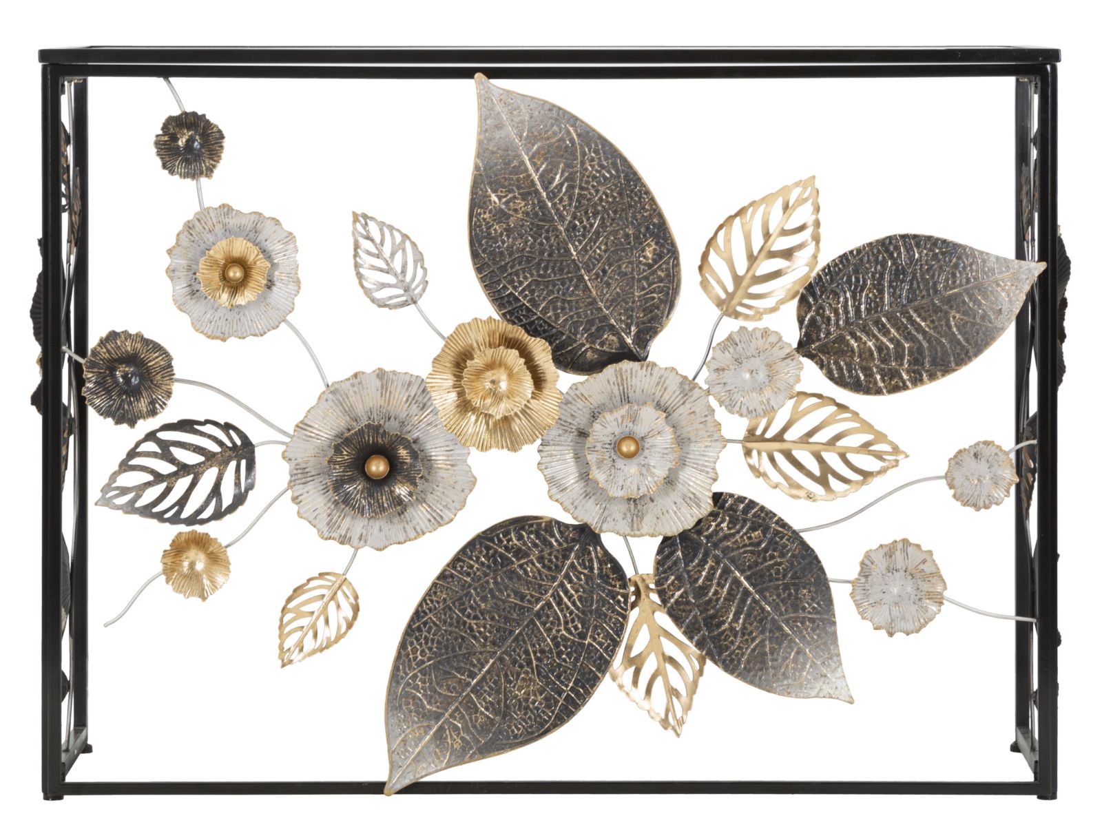 Konsole Floral Spiegeloptik schwarz gold Glam Dark Metall