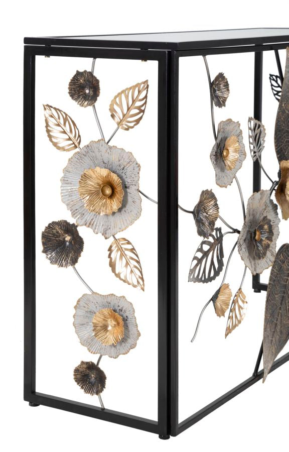 Konsole Floral Spiegeloptik schwarz gold Glam Dark Metall