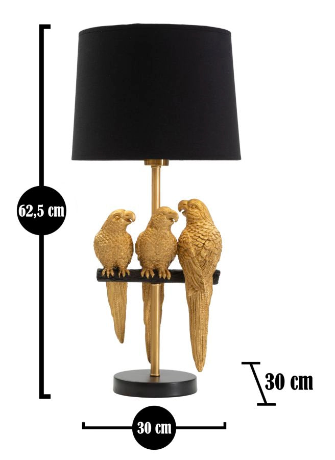 Parrot Luxe Tischlampe Goldene Papageien Ø30x62cm Glam Design