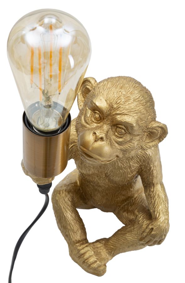 Wandlamp Monkey Gold 64cm apenfiguurlamp van kunsthars wandlamp