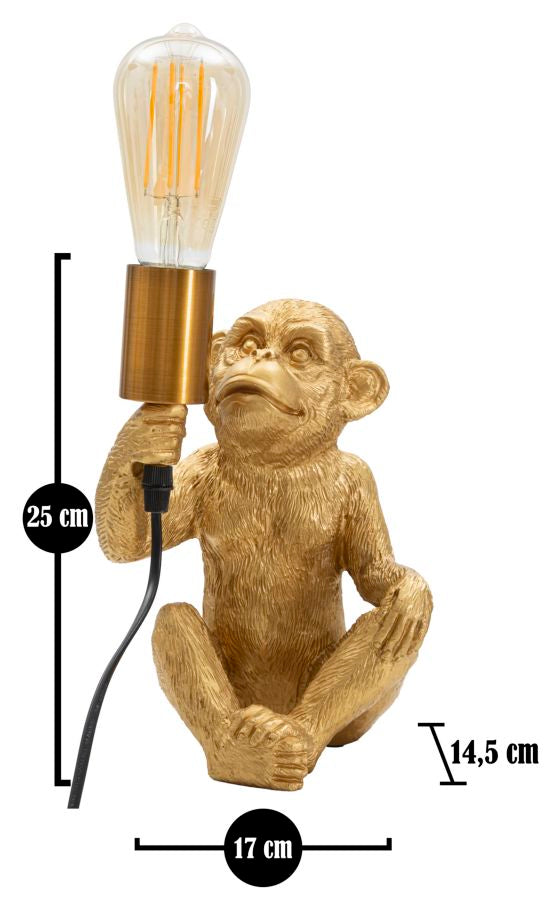 Wandlamp Monkey Gold 64cm apenfiguurlamp van kunsthars wandlamp